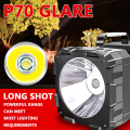 Super bright L2 / P70 double head flashlight portable outdoor searchlight emergency light work light USB rechargeable