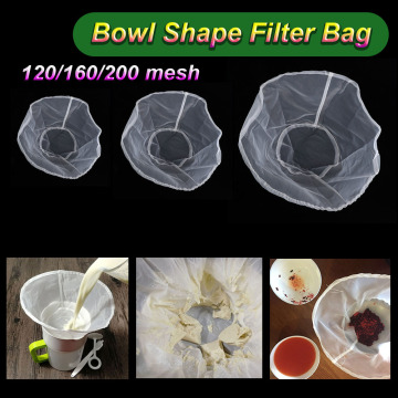 Reusable Fine Mesh Wine Strainer Juice Soymilk Nut Milk Tea Nylon Filter Bag Bowl Shape Food Coffee Cheese Cloth Cooking Tools