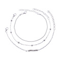 3 Pcs/Set Simple Bead Chain Silver Color Multilayer Anklet Set Charm Beach Party Anklet Chain Lady Jewelry Gift