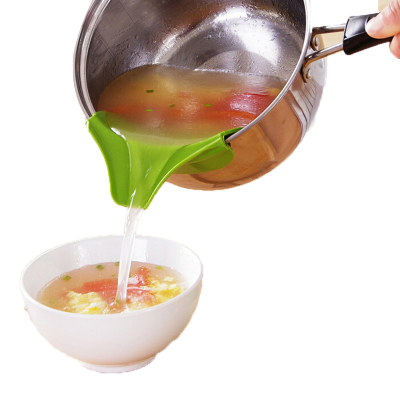 Kitchen Tool Strainer Colander Silicone Funnel Drainage Device For Pouring Soup On Edge Of Utensil Soup Water Deflector