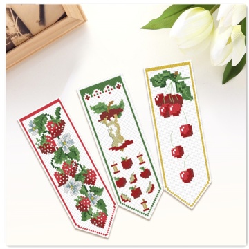 Apple fruits patterns on both sides bookmarks cross stitch kit counted 18ct 14ct Plastic Fabric needlework embroidery Craft kit