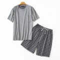 2021 Summer Plus size 2-Piece Men Casual Pajama sets Cotton Sleepwear suit Men's O-neck collar short sleeve t shirt & Half Pants