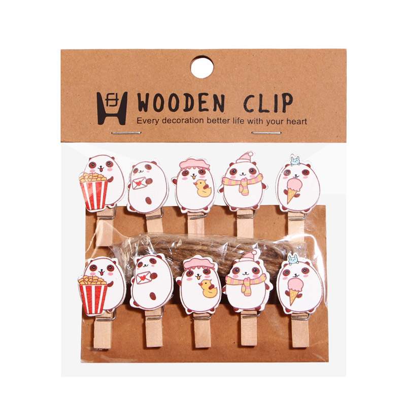 10pcs 35x7mm Cartoon Animals Lovely Wood Clothes Pegs Clothespin Clips Office Party Decoration Accessories Photo Hanging Pegs