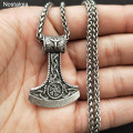 Nostalgia Slavic Symbol Perun Axe With Kolovrat Pendant Trinity Viking Rune ALGIZ Scandinavian Norse Vintage Necklace