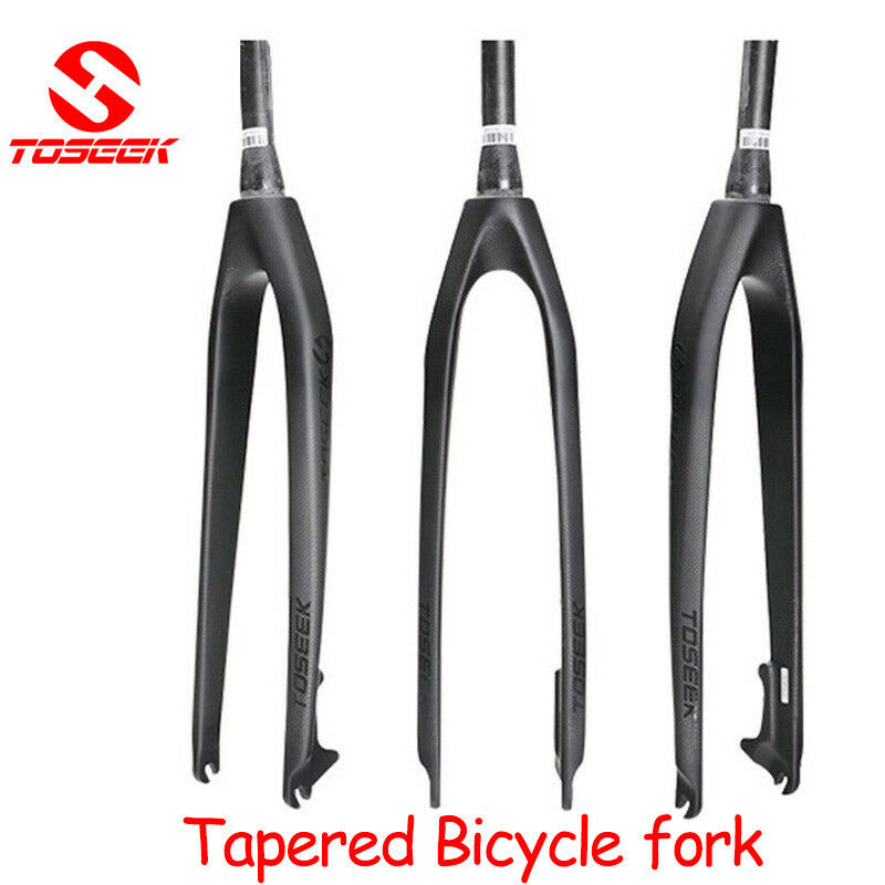 TOSEEK 26/27.5/29er Mountain Bike Full Carbon Fiber Forks MTB Bicycle Tapered Fork Rigid Straight Disc Brake Bike Fork