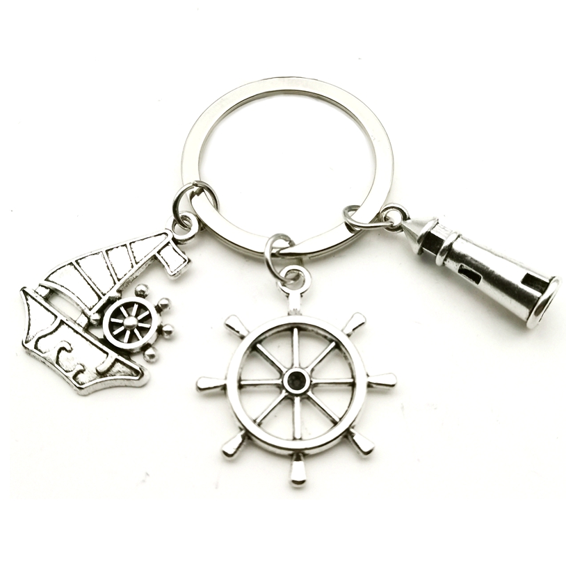 Lighthouse Best Friend Helm Sailing Keychain Hand In Hand Little Finger Swear Promise Key Chain Key Ring Key Chain Men's Jewelry