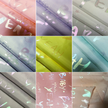 Glitter Gradient Alphabet Printed Pink Polyester Fabric for Sun Protection, White, Gray, Light Green, Purple Yellow, by the Yard