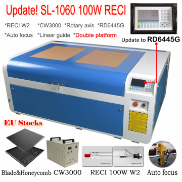 DSP1060 100W Co2 USB Laser Cutting Machine Laser Cutter Engraver 1000x600mm Auto-Focus DSP System Laser Cutter Engraver Chiller