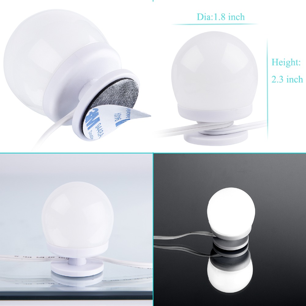 Hollywood Mirror Lights LED adjustable Bulbs kit Vanity Makeup for wall dresser bathroom with Touch Dimmer and 5V USB plug in