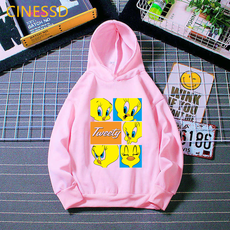 Funny cartoon Looney Tune Tweety Bird print children‘s sweatshirts unisex tops kids graphic hoodie boys girls winter clothes