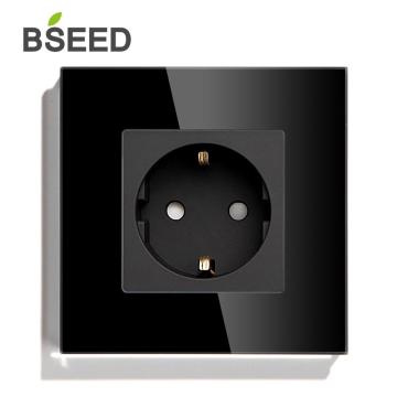 BSEED EU Standard 16A Electric Wall Socket 3 Colors Single Crystal Panel Electrical Outlet 110V - 250V