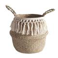 Plant Pot Flower Vase Natural Seaweed Storage Box Woven Handheld Toy Storage Basket Foldable Handmade Simple Decoration Organize