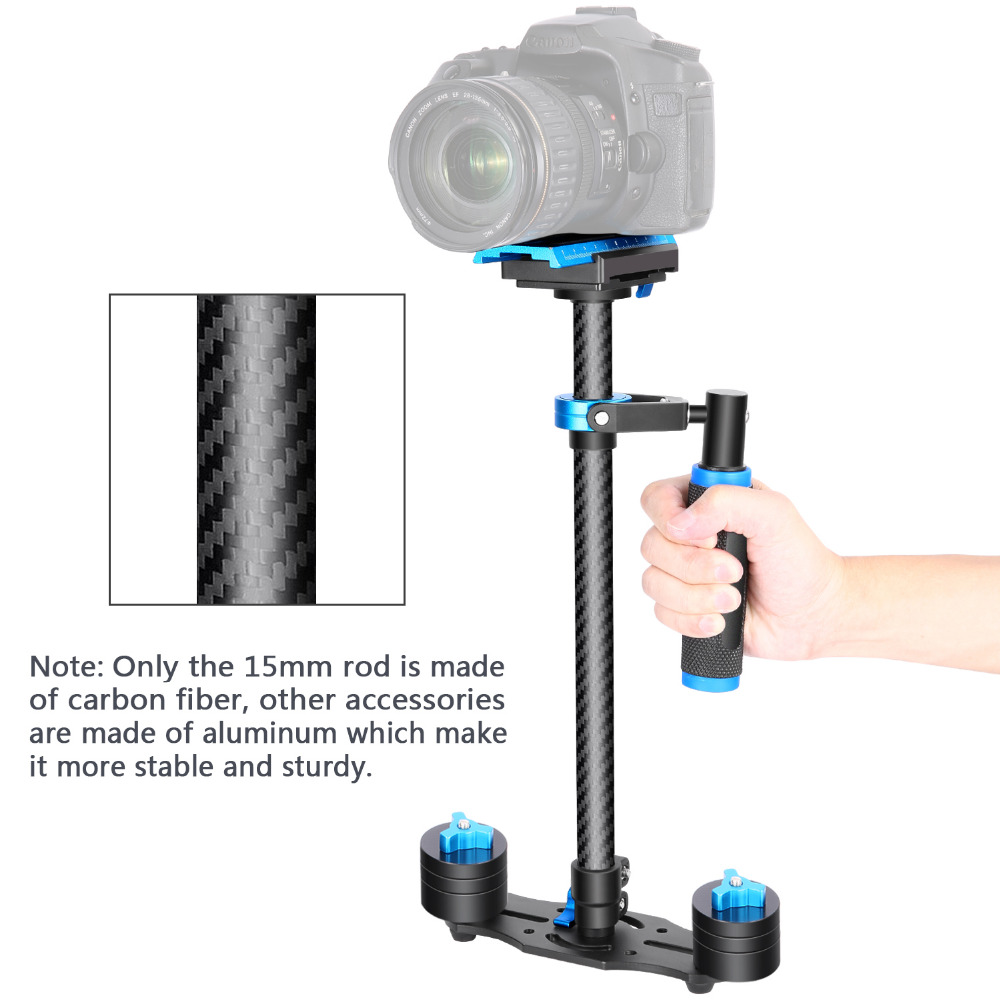 Neewer Carbon Fiber 24 inches/60 cm Handheld Stabilizer 1/4 3/8 inch Screw Quick Shoe Plate for Canon/Nikon/Sony