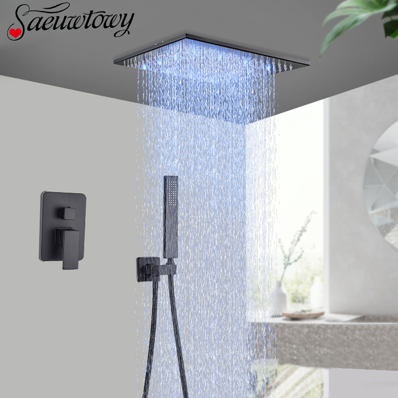 Ceil Installation Bathroom LED Shower Faucet Shower Set Faucet Bathtub Shower Tap Waterfall Spout Faucet Hot Cold Mixer Crane