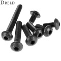 DRELD 50Pcs Hex Socket Round Head Cap Black Screw M5 Alloy Steel Screws Furniture Fastener Bolt tornill M5 *8/10/12mm/16mm/20mm