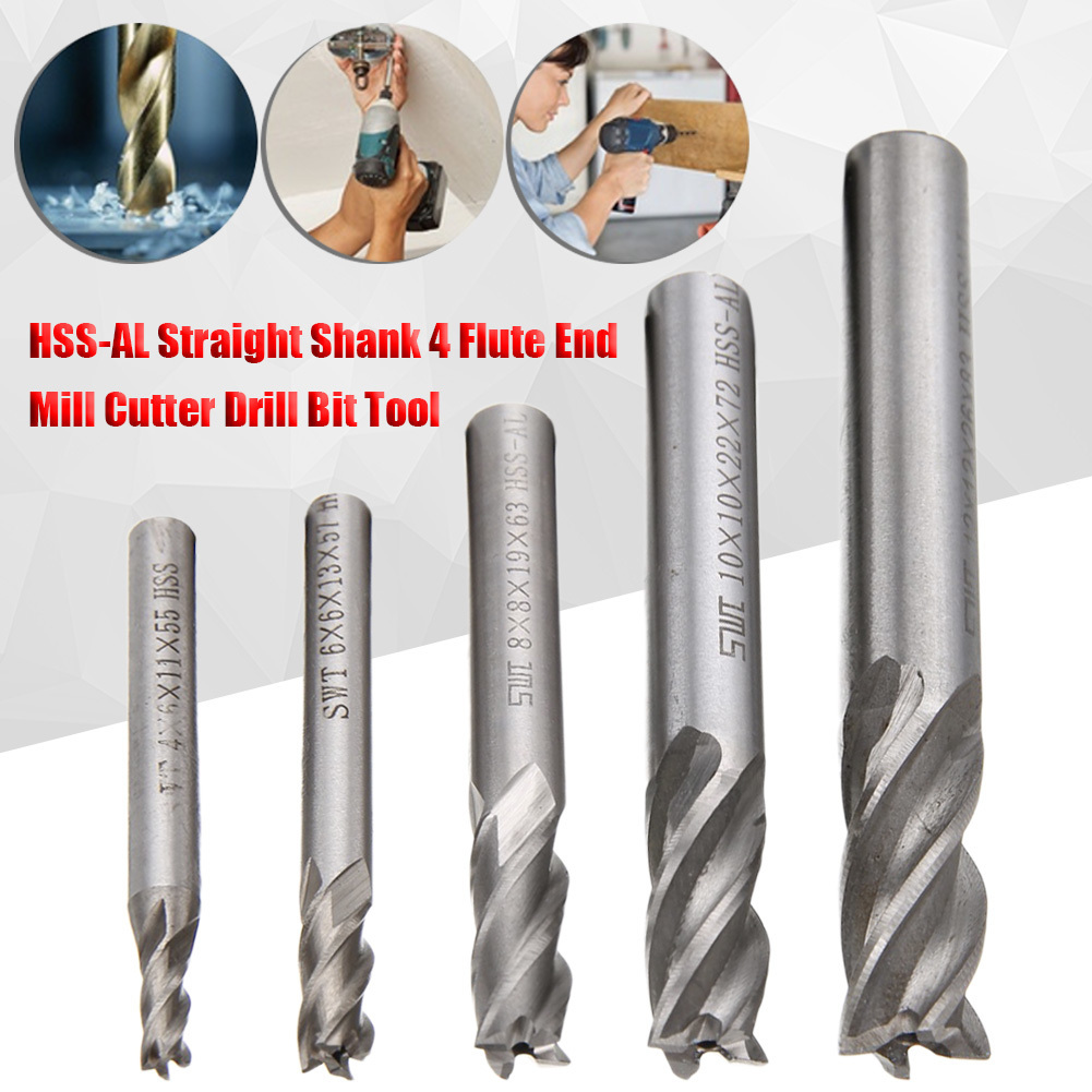 1pcs High Quality HSS Carbide End Mill CNC Tool Diameter 12mm 4 Blades Flute Mill Cutter Straight Shank Solid Carbidet Drill bit