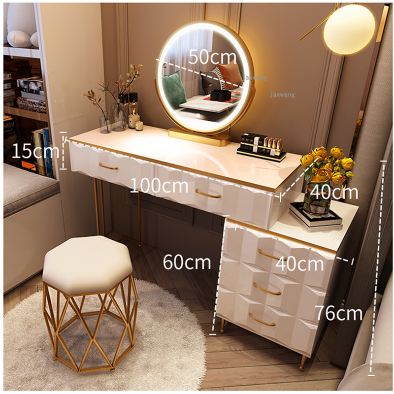 Modern Luxury Bedroom Dressers Furniture Dressing Chair Nordic Style Makeup Chair Princess Dressers with Storage Cabinet