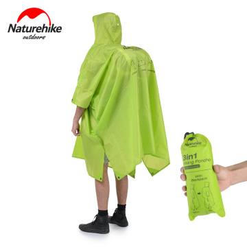 Naturehike 3 in 1 Rain Jackets Outdoor Camping Hiking Cycling Raincoat Poncho MINI Tarp Sun Shade Tent Footprint Camp Mat