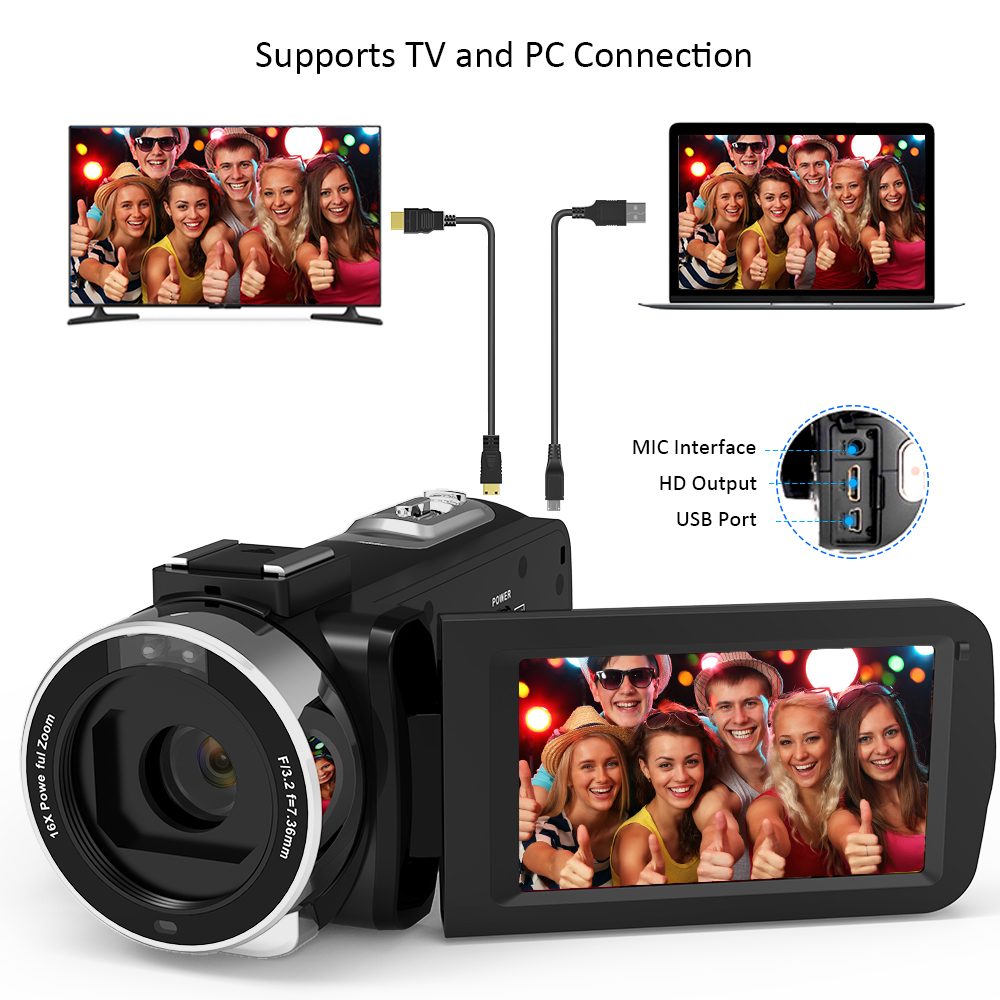 Andoer 4K Ultra HD WiFi Digital Video Camera Camcorder DV Recorder With 16X Zoom 3.0" LCD Touchscreen IR Night