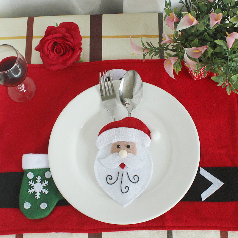6pcs set Christmas Decorations For Home Snowman Cutlery Bags Christmas Santa Claus Kitchen Dining Table Cutlery Suit Set Decor