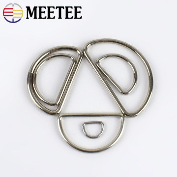 10/20pcs 10/50mm Meetee Metal Buckles O D Dee Rings Belt Web Pet Collar Adjus Buckle for Backpack Bags Leather Craft Accessories