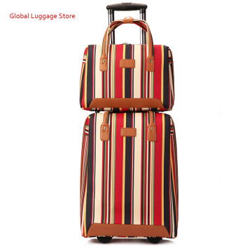 20 inch oxford Rolling Luggage set Spinner Women Brand Suitcase Wheels stripe Carry On Travel Bags