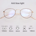 Fashion Blue Light Glasses Retro Metal Frame Anti Blue Ray Computer Glasses Women Men Vintage Designer Round Glasses Frame