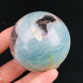 55-67mm Natural Caribbean Calcite Crystal With Geode Ball Polished Healing From Chakra