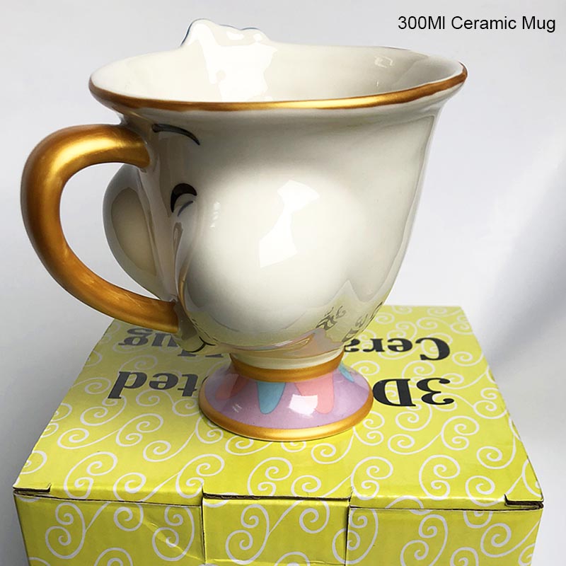 BORREY Cartoon Ceramic Coffee Mug Cup Beauty And The Beast Tea Cup Cute White Porcelain Mug Table Decoration Creative Gift