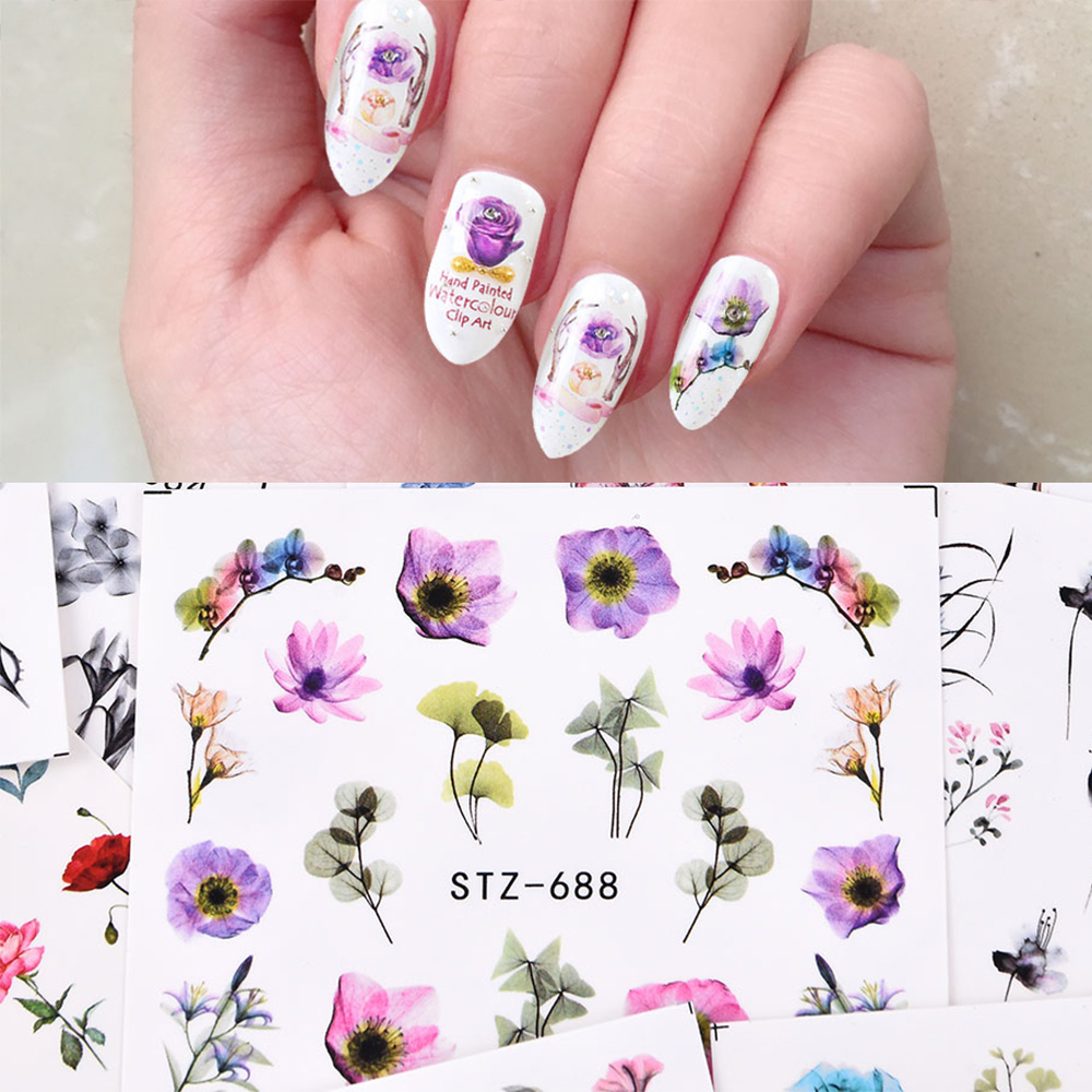 Gold Flower Black Butterfly Spring Nail Art Decoration Water Transfer Stickers Decals Sliders Designer Tools Sets for Nail