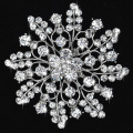 Beautiful Silver Clear Rhinestone Crystal Big Flower Pin Brooch for wedding and party