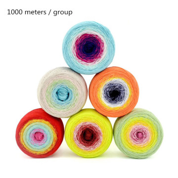 Rainbow Gradient Color Cotton Yarn linen 1000M Fancy Hand-Crocheting Yarn for Shawl Children Dress Diy Hand Knitting Materials