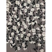 White Flowers And Black Branches Mesh Embroider Fabric