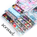 10pcs Colorful Scrawl Nail Stickers Nail Art Transfer Foil Cool Painting Flower Adhesive Wraps Decal Manicure Accessories CH4122