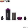 Car Aluminum High Flow Fuel Filter AN8/AN6/AN10/OD8.6 with 100 Micron Element Steel SS EP-OF-AF