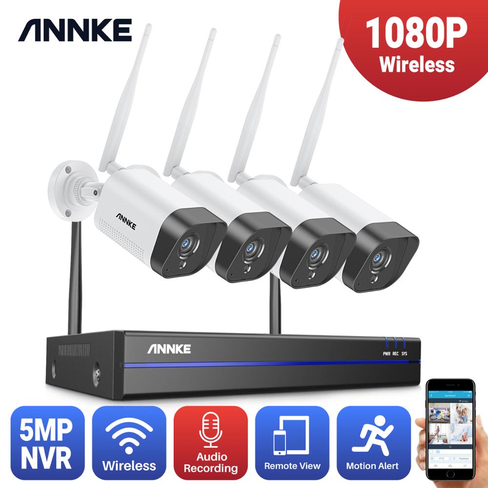 ANNKE 2MP 1080P CCTV System 8CH HD Wireless NVR Kit 4pcs IP66 Waterproof IR Night Vision IP Wifi Camera Security System CCTV Kit