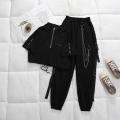 Women Cargo Streetwear Harajuku Pant Chain Females Two Piece sets Pants Buckle Ribbon Pocket Jogger Elastic High Waist Pants