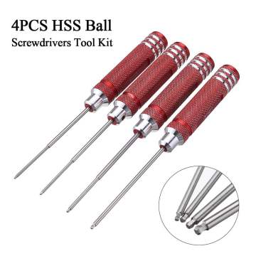 4pcs HSS Ball Screwdrivers Tool Kit 0.05 1/16 3/32 5/64 Inch Screwdriver Repair Tool High Speed Steel Hand Tools