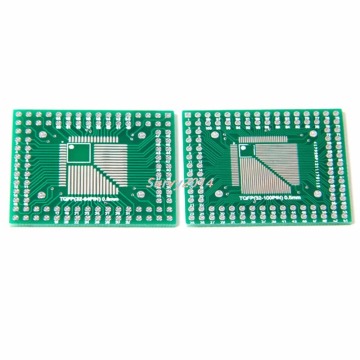 2 Pcs QFP/TQFP/FQFP/LQFP 32/44/64/80/100 To DIP Adapter PCB Board Converter