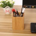 Bamboo Pen Pencil Holder Makeup Brush Storage Office Desktop Stationery Organizer Square Container