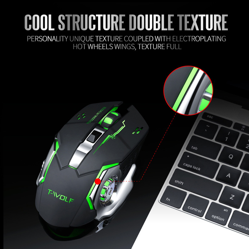 Professional Silent Gaming Wireless Mouse 2.4GHz 2400DPI Rechargeable Mice USB Optical Game Backlit Mouse For PC Laptop