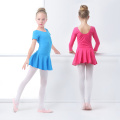 Girls Child Ballet Dance Dress Cotton Long Sleeve Ballet Leotard Dance Clothes Training Dancewear Girls Round-neck Ballet Dress