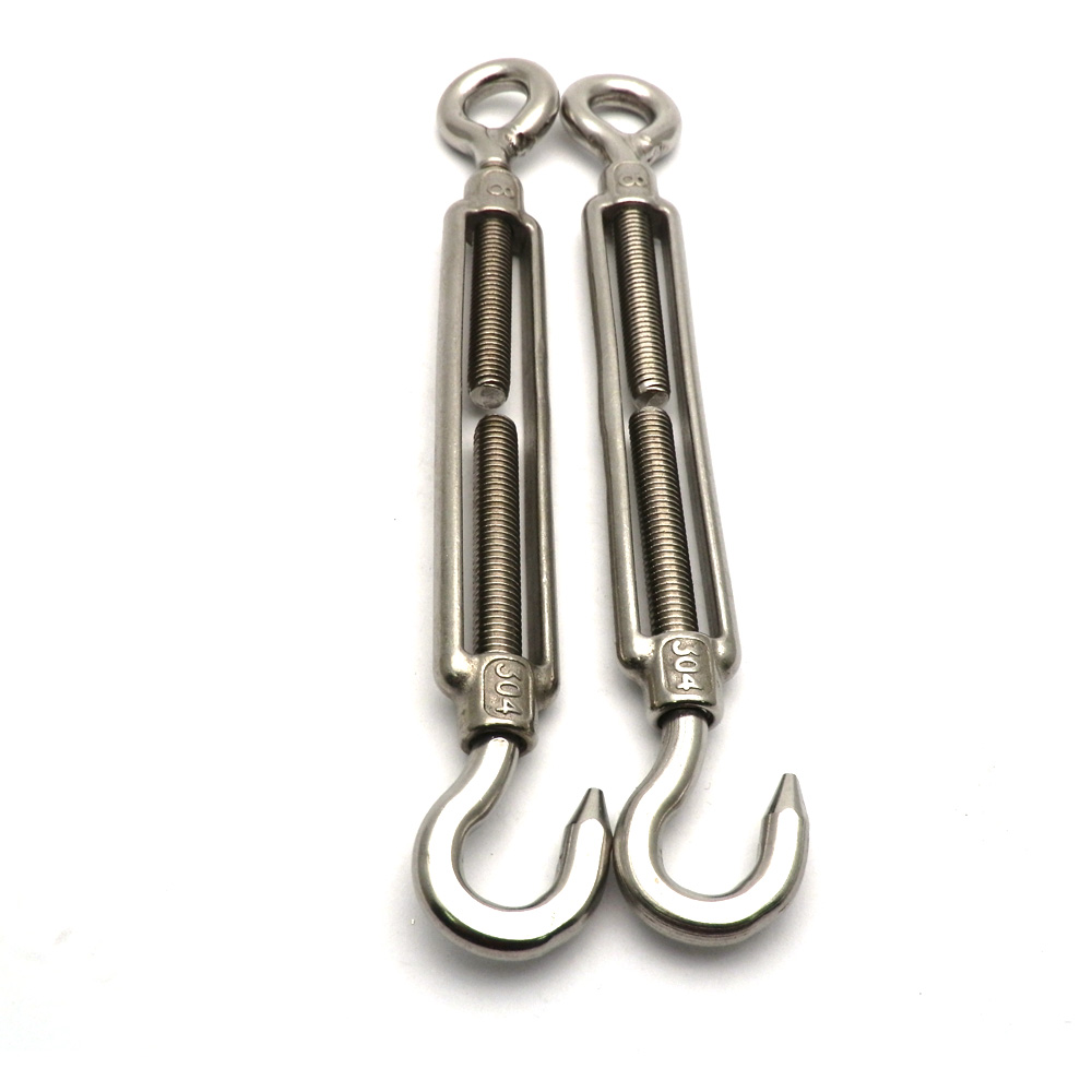 M4 M5 M6 M8 M10 M12 M16 M18 M20 304 Stainless Steel Flower Basket Screws Rotate Chain Wire Rope Tensioner Hook Eye Turnbuckle