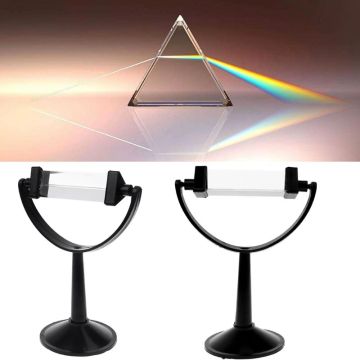 Optical Glass Triple Triangular Prism with Stand for Physics Light Spectrum Teaching