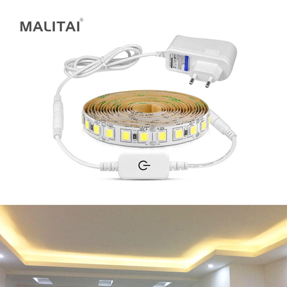 Ultra Bright 5M LED Under Cabinet kitchen light Dimmable Touch Switch LED Strip lamp 4040 110V 220V For Wardrobe Closet lighting