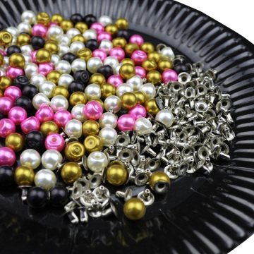 100PCS 8MM Color Imitation Pearl Rivets DIY Garment Accessories Beads Spikes For Cloths Hat Wedding Decor Rivets Pearls Set