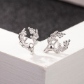 S925 Standard Sterling Earrings Female Korean Small Fresh Plum Antler Earrings Cute Animal Ear Jewelry