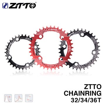 ZTTO Bicycle Single Speed Crank 104BCD Round Narrow Wide 32T/34T/36T MTB Chain ring Bicycle Chainwheel Bike Circle Crankset