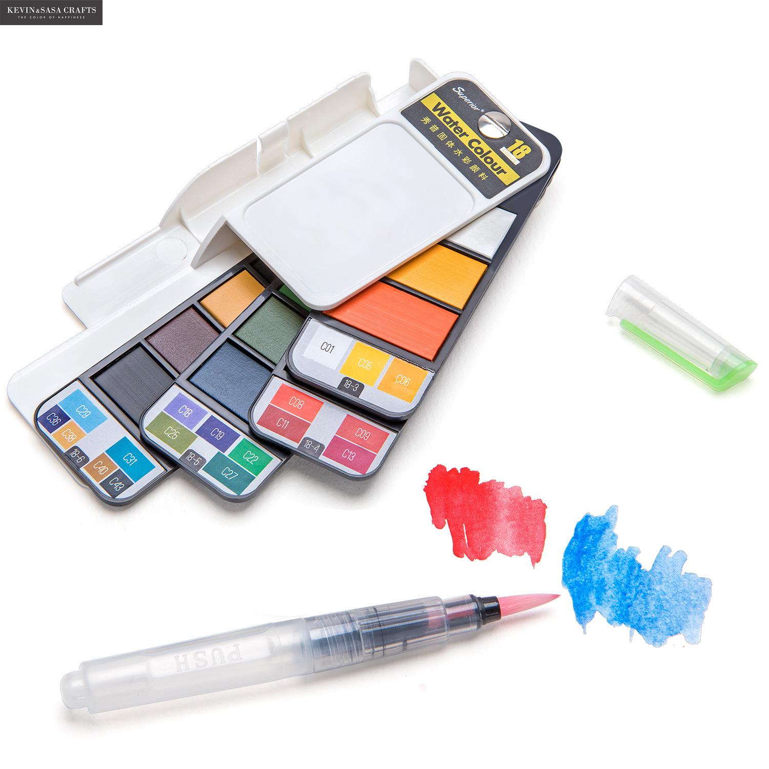 New Quality Solid Water Color Paint Set With Water Brush Pen Portable Watercolor For Drawing Art Supplies Art Set For Kids