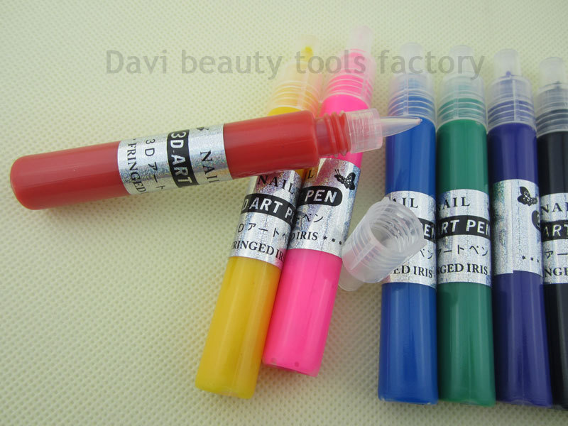 12 color Professional 3d multi-surface nail art paint/UV Gel Acrylic Design 3d nail art paint tube draw painting